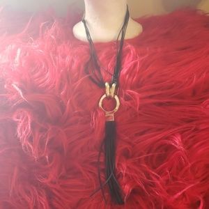 Black tasseled necklace